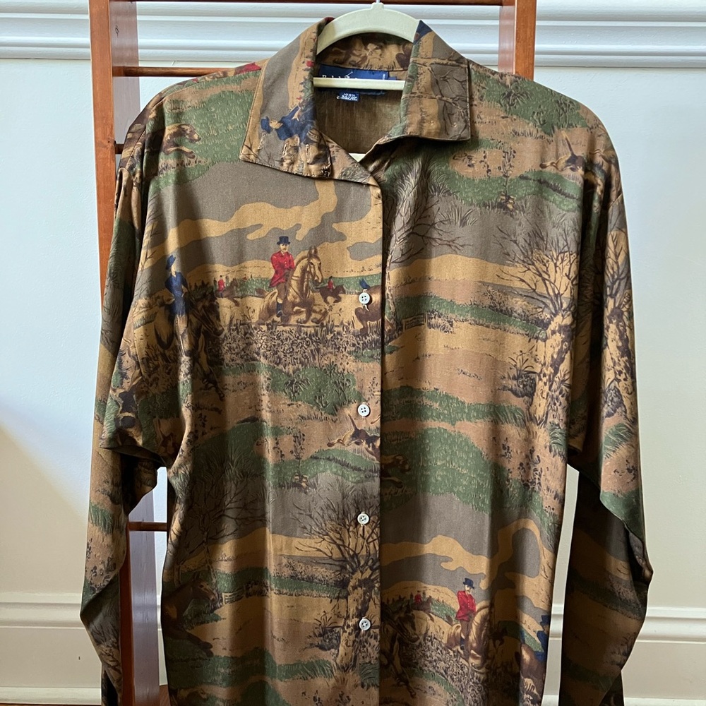 Vintage - Rare - Ralph Lauren Womens Equestrian Hunting Scene - S 4